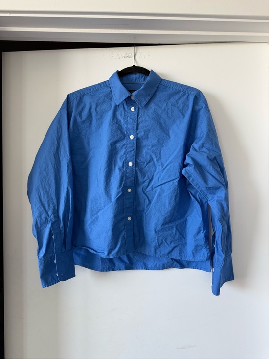 J. Crew Tops - J. Crew Cropped Blue Button-Up Shirt